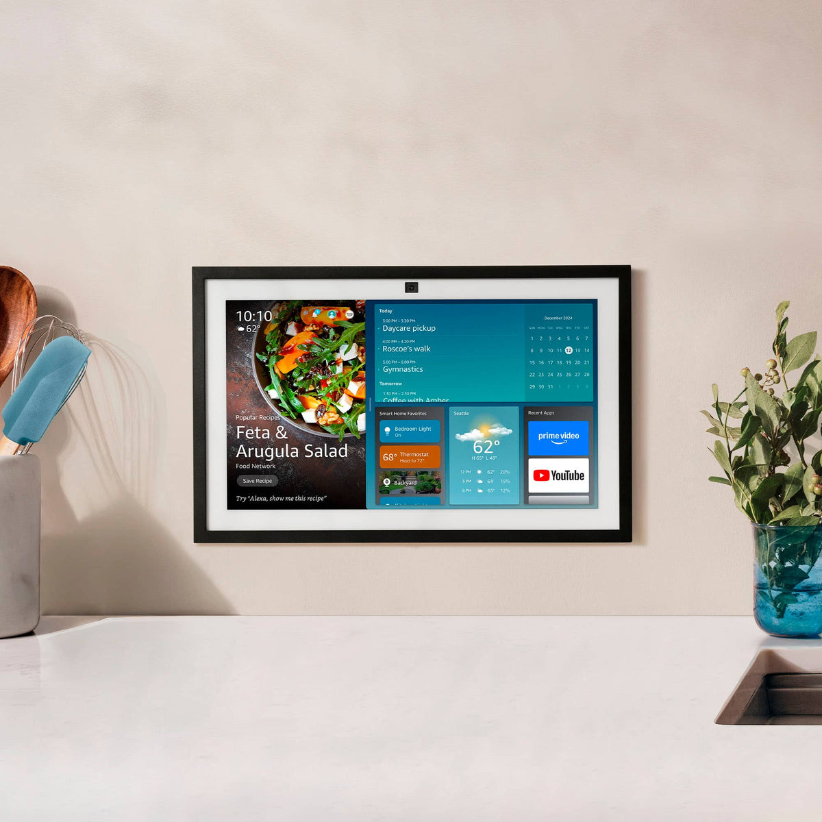 Amazon - Echo Show 15 Full HD 15.6" smart display for home organization, with built-in Fire TV and Alexa - Black