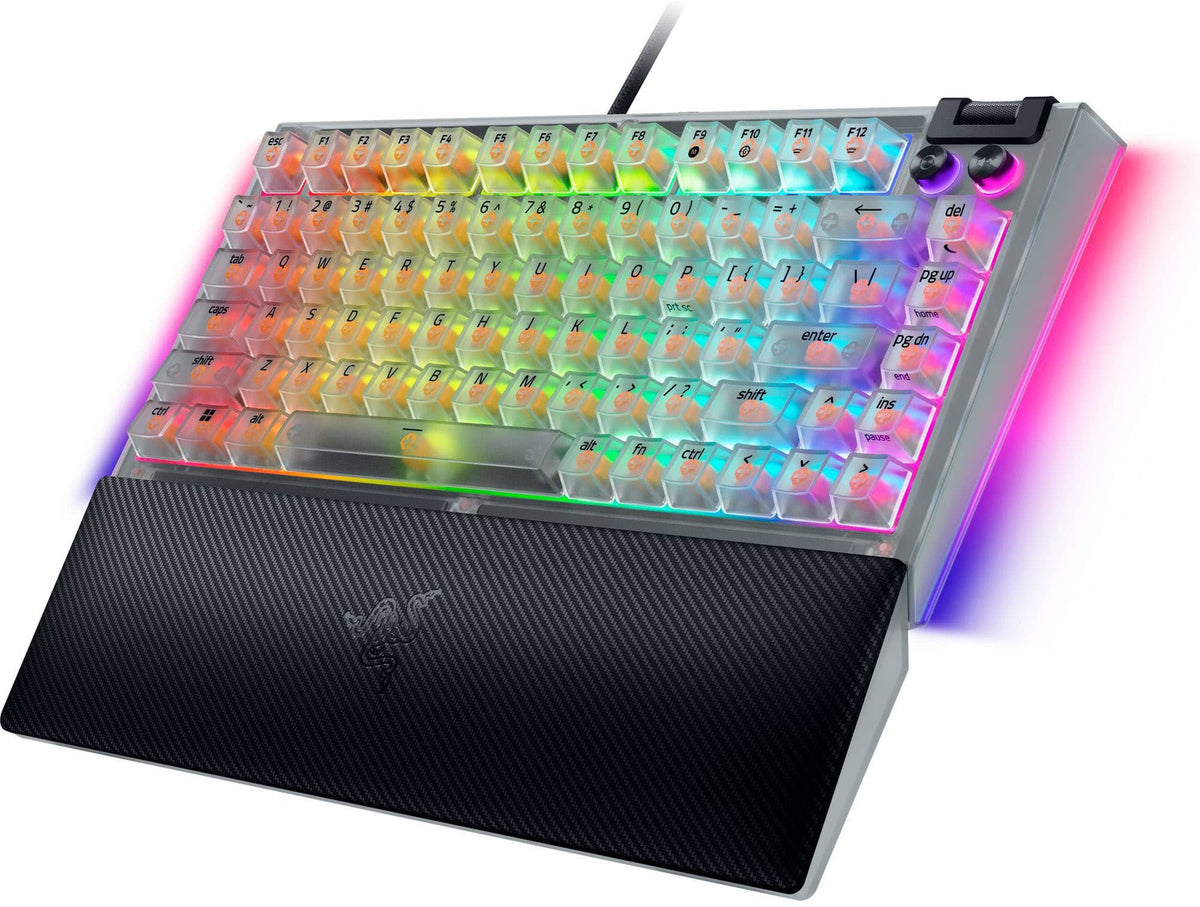 Razer - Blackwidow V4 75% Wired Mechanical Orange Switch Gaming Keyboard with Hot-Swappable Design - Phantom White