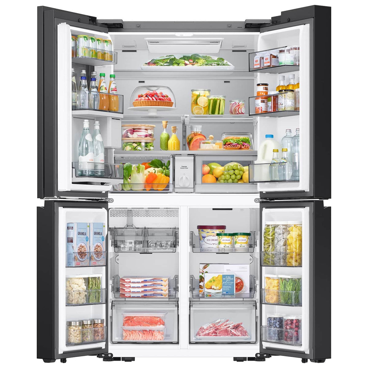 Samsung - 36 in. Wide Bespoke 23 cu. ft. Counter Depth 4-Door French Door Refrigerator with AI Hybrid Cooling - Stainless Steel
