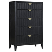 Mason - 5 Drawer Chest With Fluted Design - Black