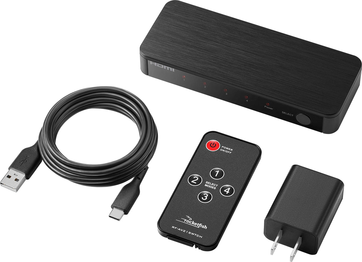 Rocketfish™ - 4-Input 8K Ultra High Speed HDMI 2.1 Switch - Black