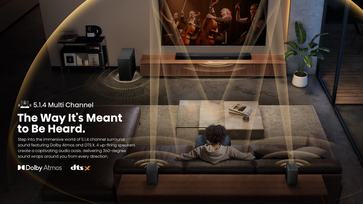 Hisense - AX5140Q 5.1.4 Channel Soundbar with Wireless Subwoofer and Rear Speakers, Hi-Concerto, Dolby Atmos, and DTS: X - Black
