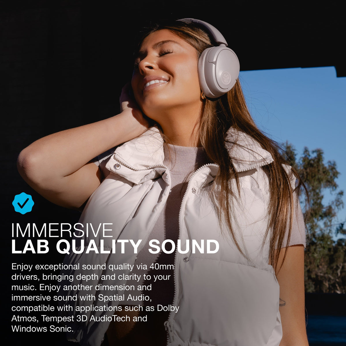 JLab - JBuds Lux ANC Wireless Bluetooth Over-Ear Headphones with Active Noise Cancelling, Spatial Audio & 70+ Hour Battery - Mauve