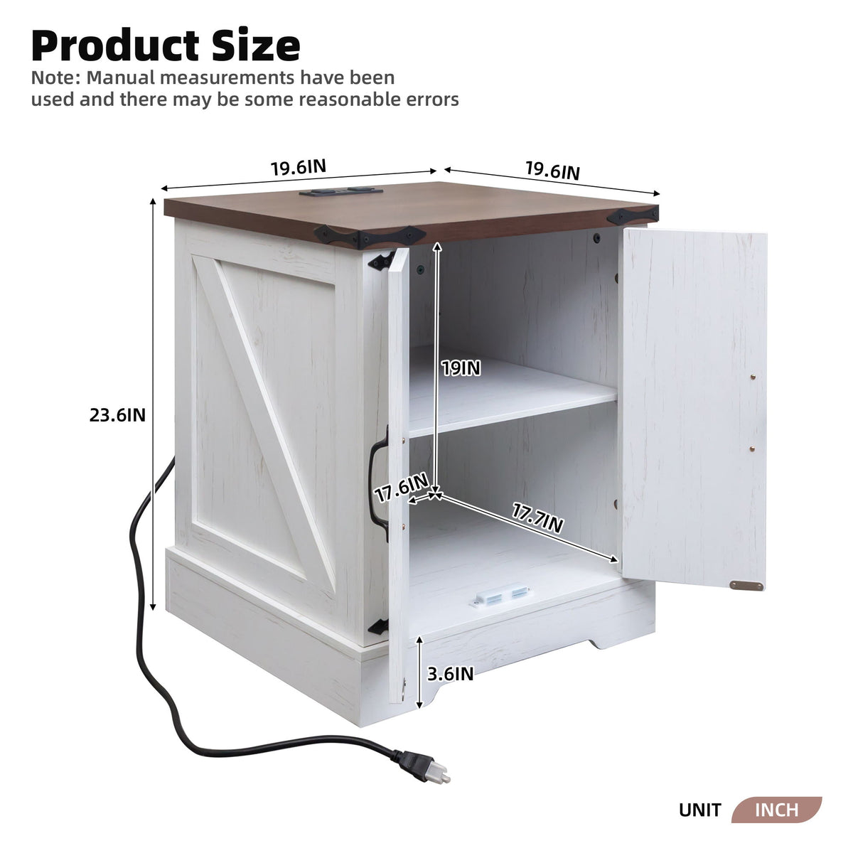 Mesa de noche con estante ajustable