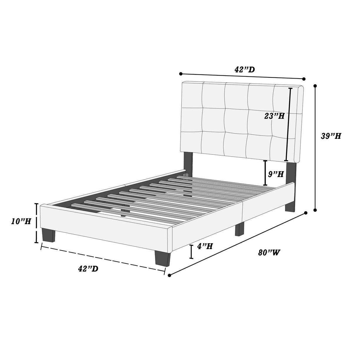 Cama de estilo contemporáneo, cabecera rectangular