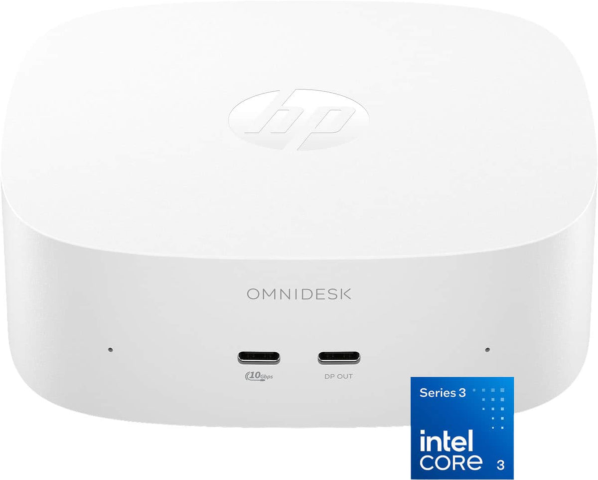 HP - OmniDesk Mini PC - Intel Core 3 304 - 8GB Memory - 128GB UFS - Cashmere White