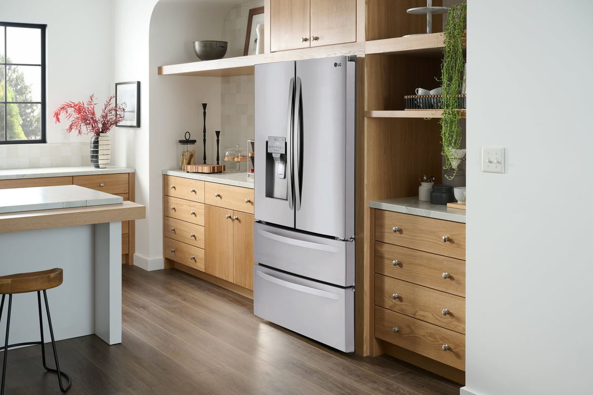 LG - 36-in Wide 27.8 Cu. Ft. 4-Door French Door Smart Refrigerator with Double Freezer Drawers - Stainless Steel