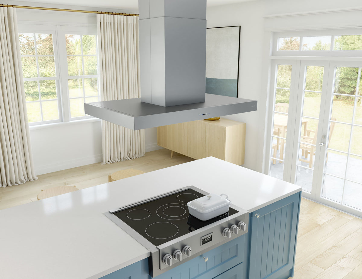 Zephyr - 42 inches - Convertible - Island Range Hood - Stainless Steel