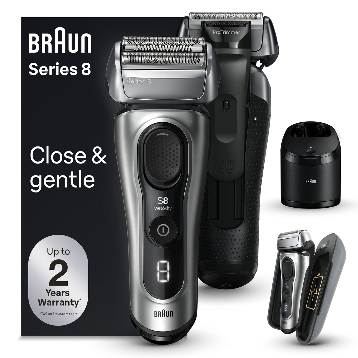 Braun - Series 8 Electric Shaver with 5 in 1 SmartCare Center - Galvano Silver