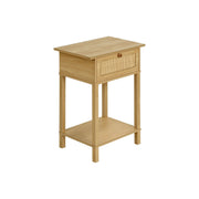 Mesa auxiliar con cajón de almacenamiento, mesita de noche de 2 niveles para sala de estar - Natural