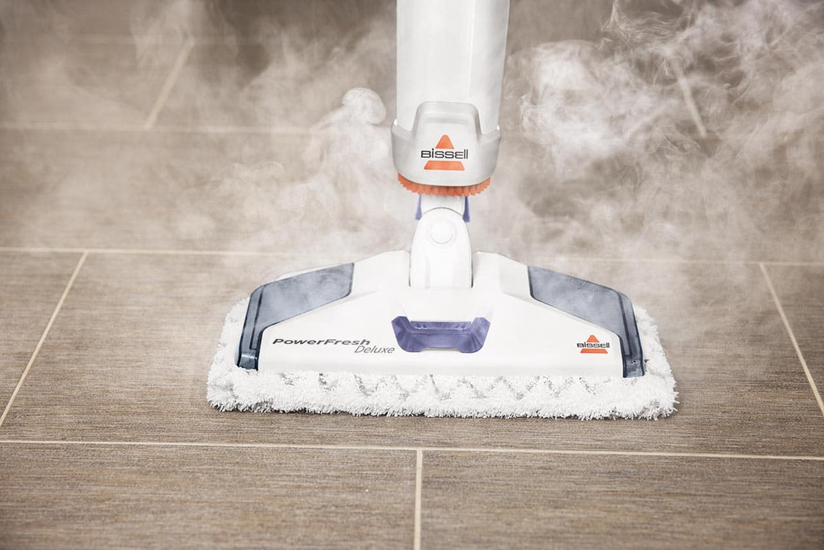 BISSELL - PowerFresh Deluxe Corded Steam Mop - Brite White/Saphire Waltz