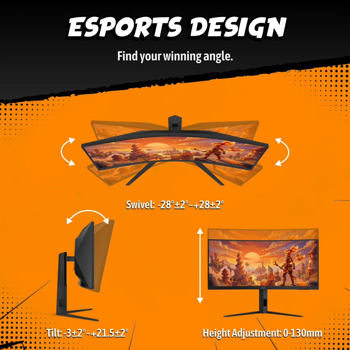 AOC - CU34G4HV 34" VA Panel Curved Gaming Monitor, LED, WQHD (3440x1440), 200Hz, 0.5ms, Freesync - Black
