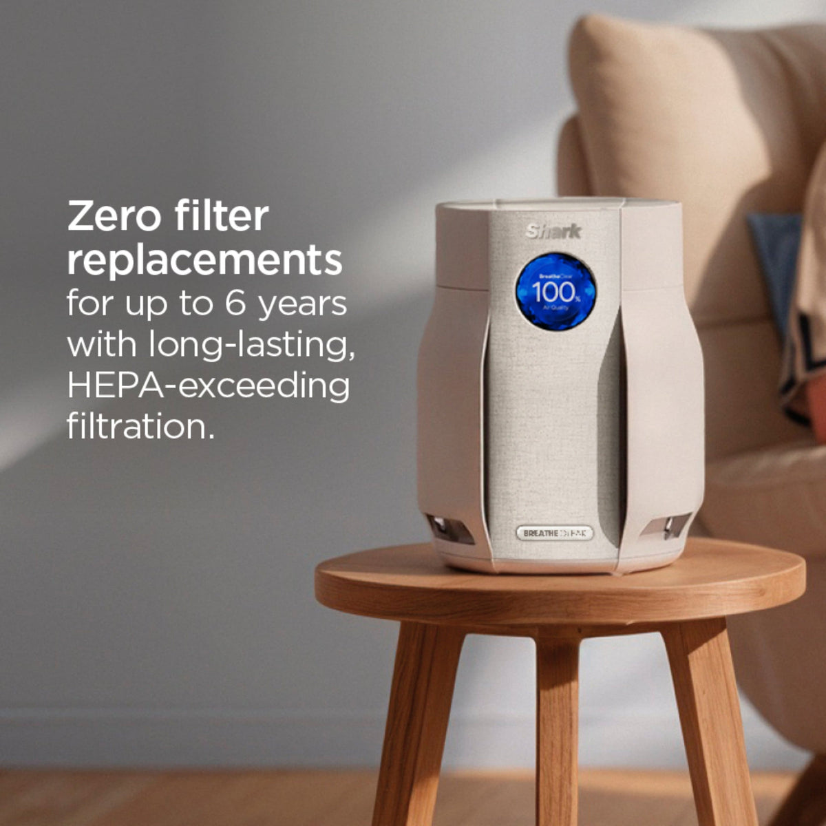 Shark - BreatheClear Compact Pro Air Purifier with NeverChange, 300 sqft - Dove