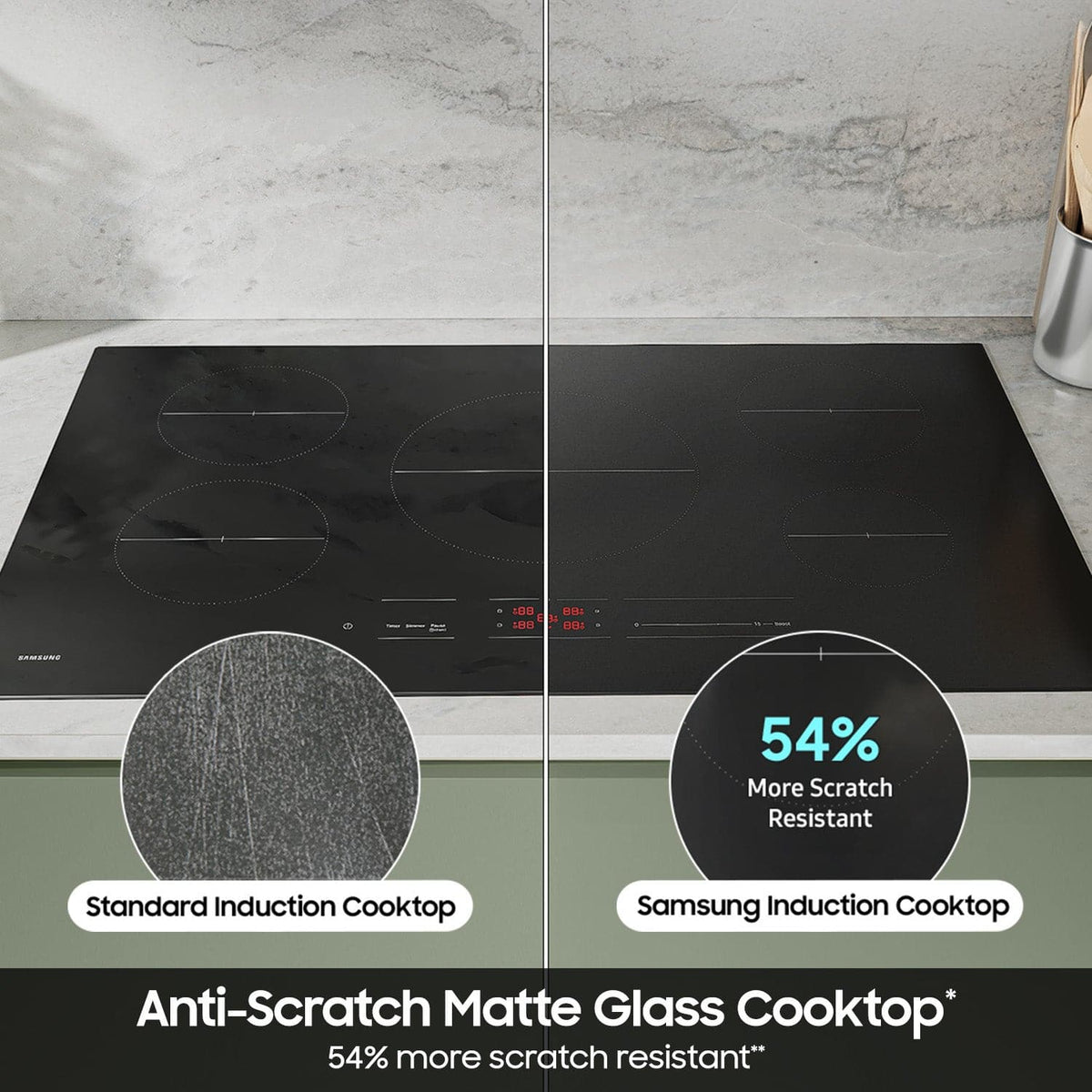 Samsung - 36" Induction Cooktop with Anti-Scratch Matte Glass and Sync - Black