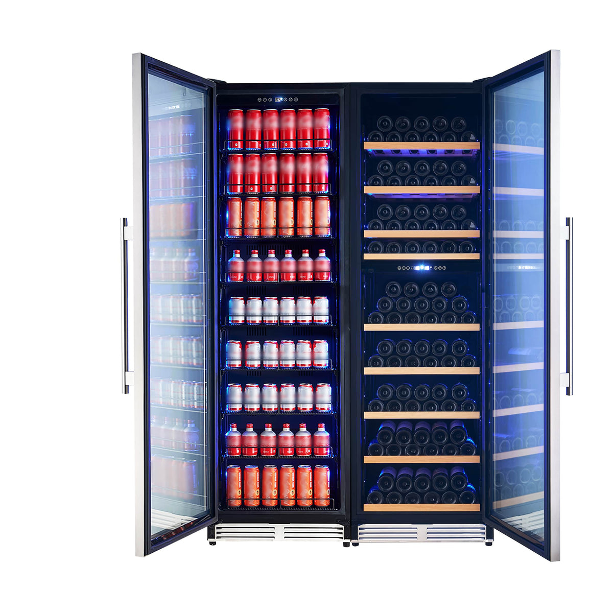 Forno Appliances - Avellina 31.8 Cu. Ft. 94-Bottle Freestanding Side-by-Side Wine Cooler - Stainless Steel