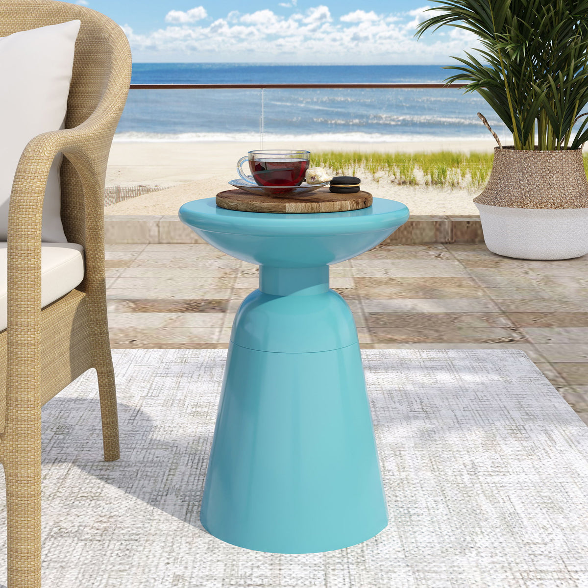 Outdoor Modern Metal End Large Table
