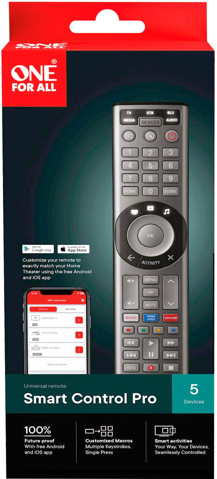 One for All - Smart Control Pro 5 Universal Remote - Charcoal grey