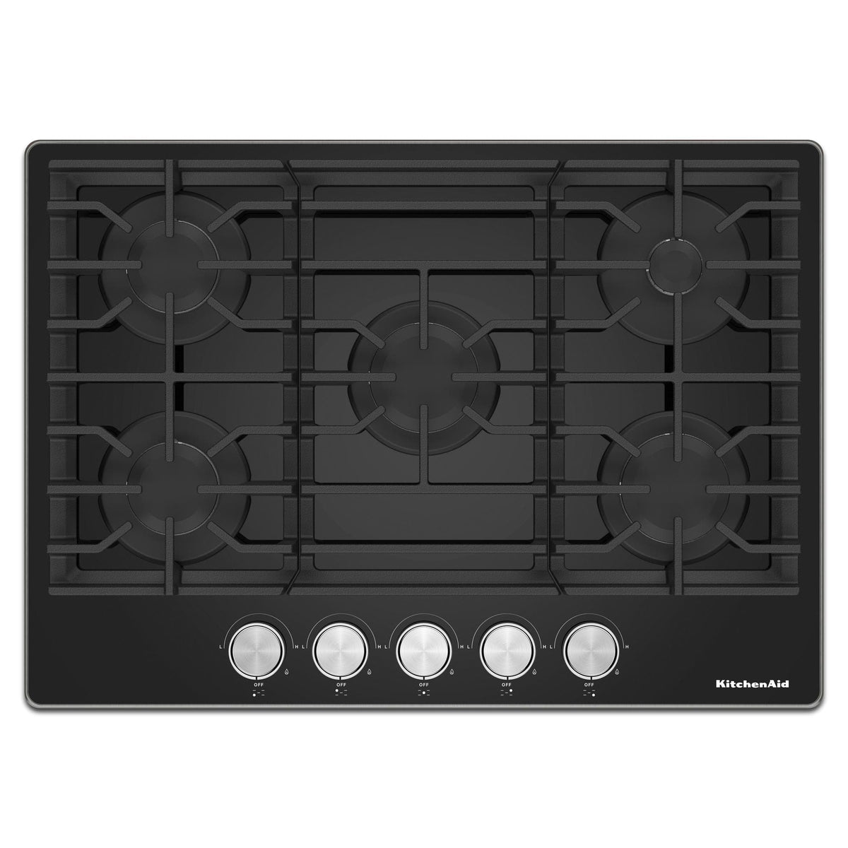 KitchenAid - 30 in. Wide 5 burners Built-In Gas Cooktop with 18K BTU Burner - Black