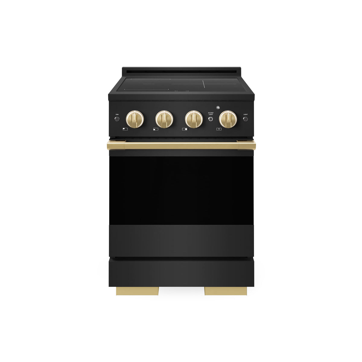 ZLINE - Autograph 24 in. 3.2 cu. ft. Marino Freestanding Induction Range with 3 Burners in Black Steel with Gold Accents - Black Stainless Steel