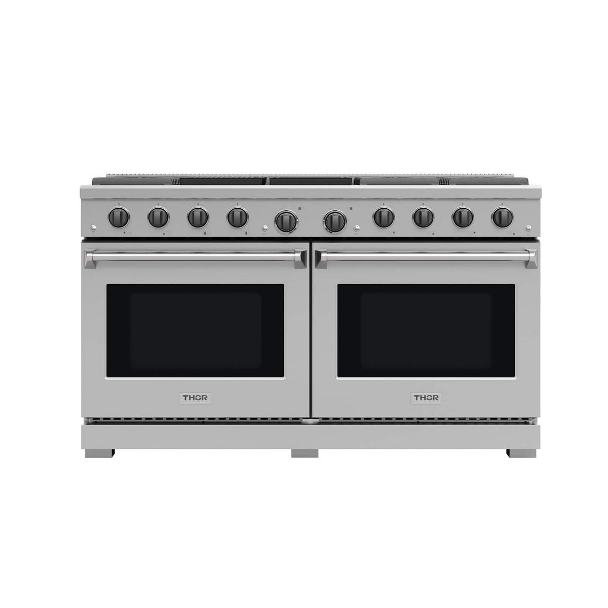 Thor Kitchen - 60 in. Wide 8 Burner 9.6 Cu Ft. Freestanding Double Oven Convection Gas Range - Stainless Steel