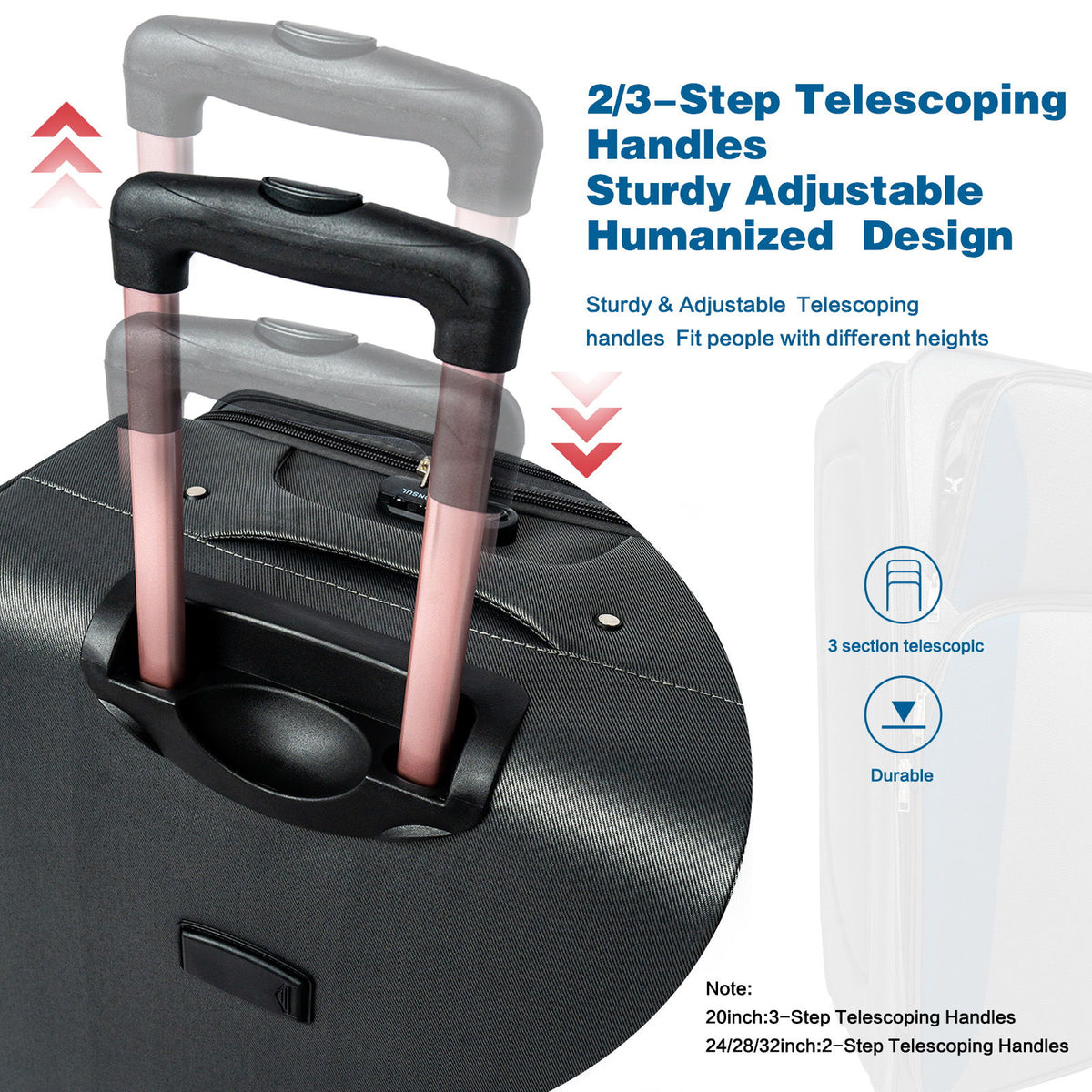 Juego de equipaje de 4 piezas de tejido flexible