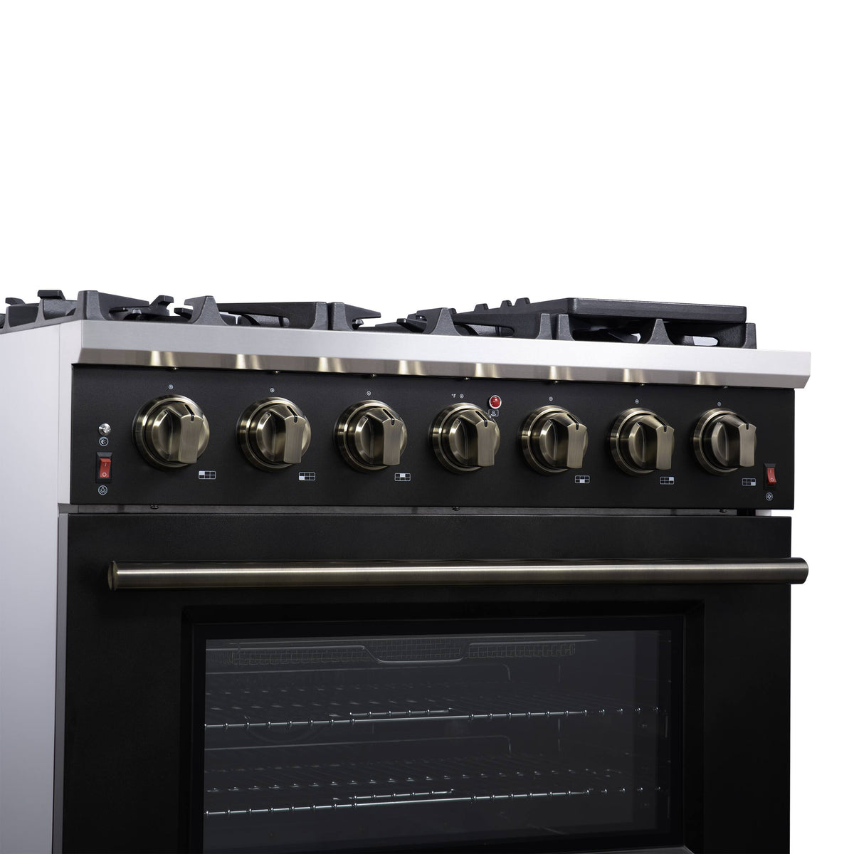 Forno Appliances - 36 in. Wide 6 Burner Massimo 5.36 Cu. Ft. Freestanding Gas Convection Range with Air Fryer Kit, Wok Support & Griddle - Black
