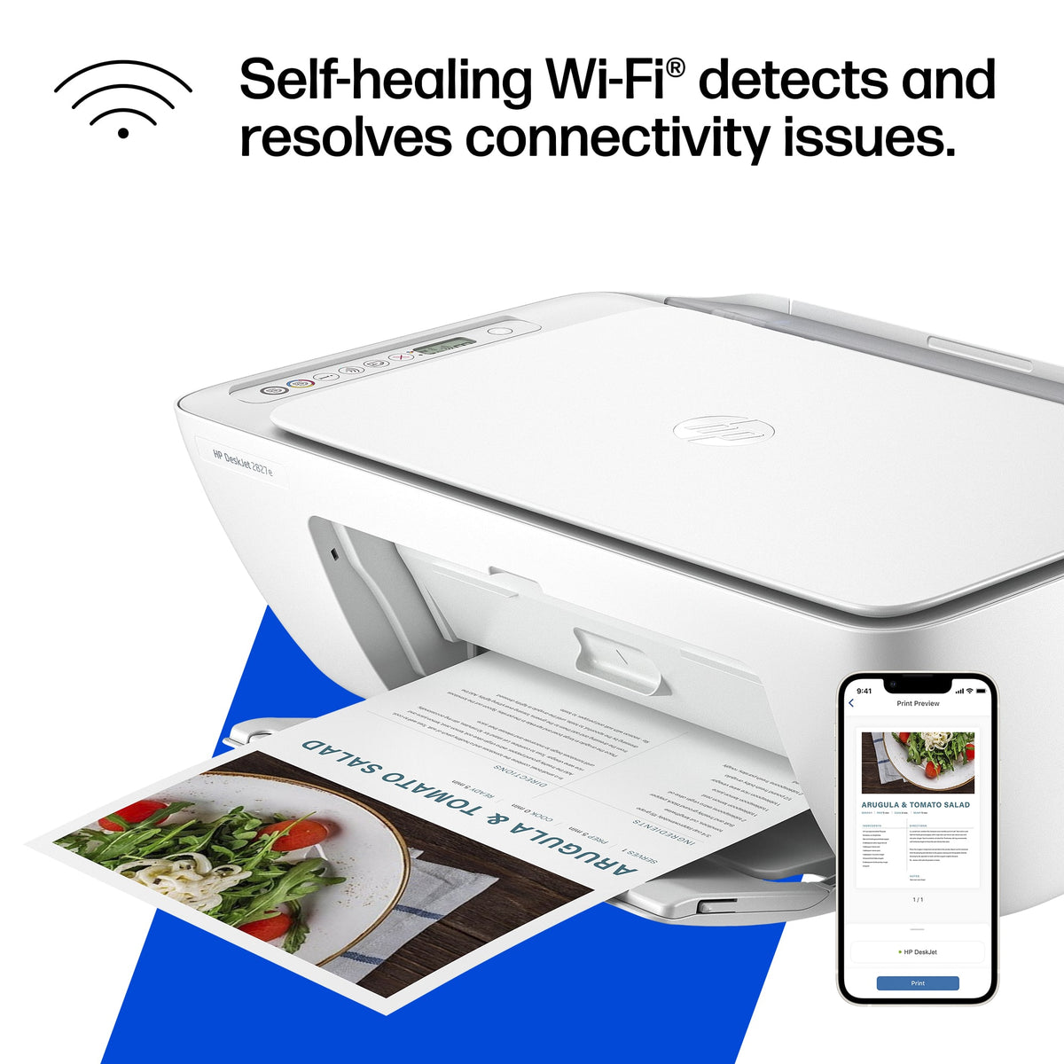 HP - DeskJet 2827e Wireless AI-Enabled All-in-One Inkjet Printer with 3 Months of Instant Ink - White