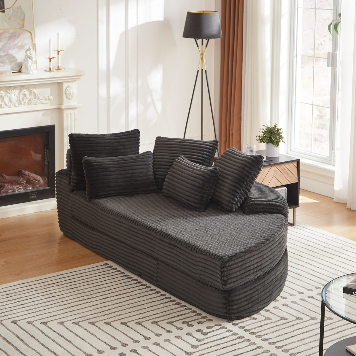 Sofá cama semicircular 2 en 1 con almohada para el cuello