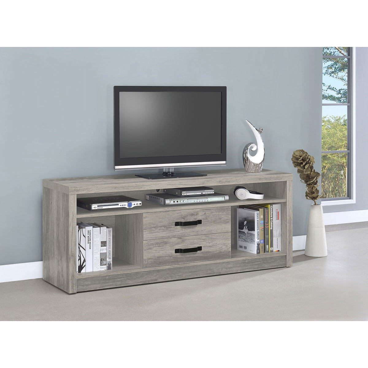 Bergeron - 2 Drawer TV Stand - Driftwood