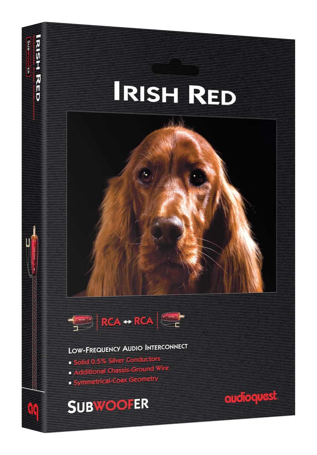AudioQuest - Irish Red RCA 9.8' Analog Low-Frequency Subwoofer Audio Interconnect - Red on Black