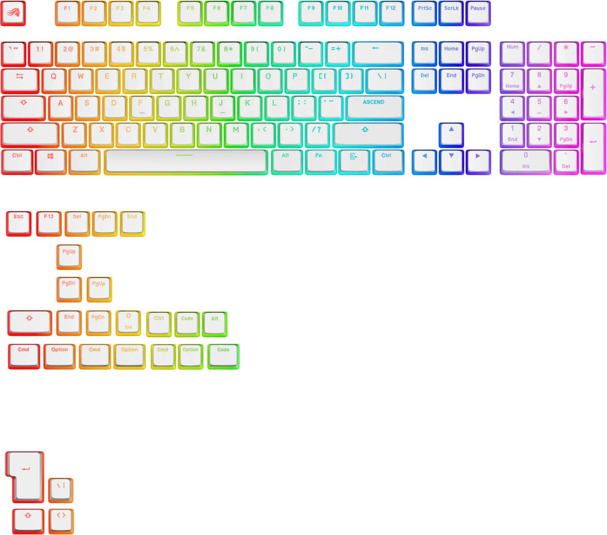 Glorious - Aura V3 Pudding-Style Universal Keycaps for 100% 85% 80% TKL 60% Compact 75% Mechanical Keyboards - White