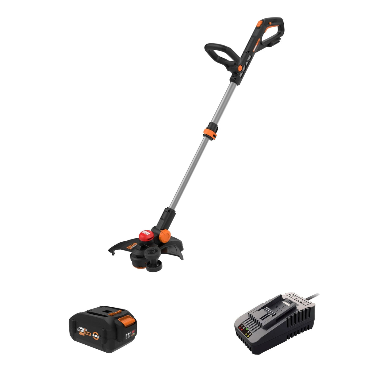WORX - Nitro 20V 13'' Cordless Straight Shaft Grass Trimmer (1 x 4.0 Ah Battery & 1 x Charger) - Black