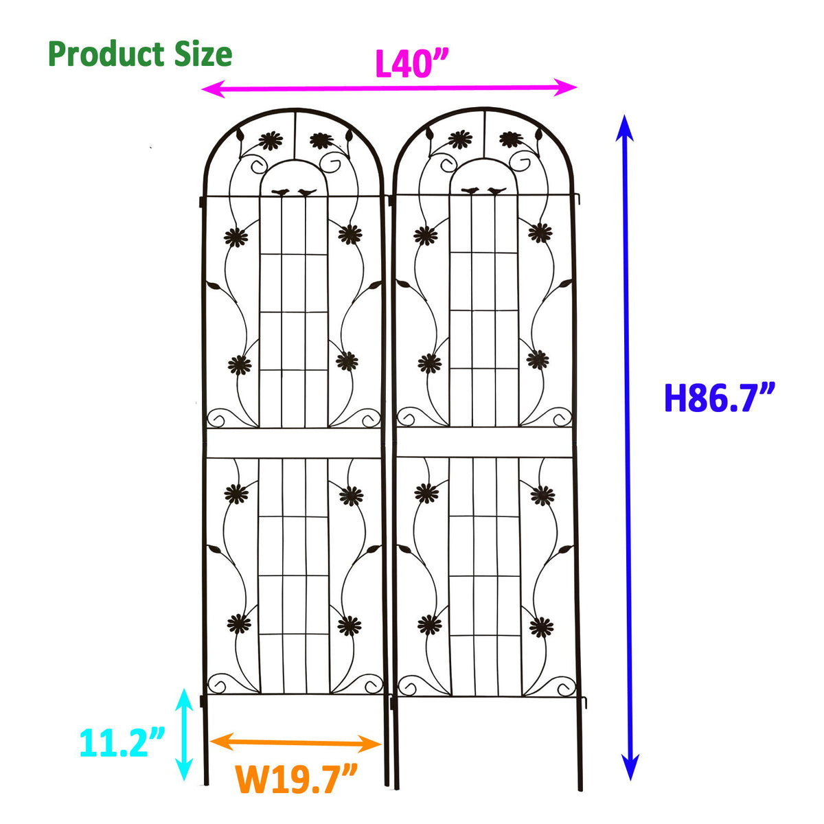 Enrejado de metal para jardín, enrejado inoxidable para plantas trepadoras, soporte para flores de exterior