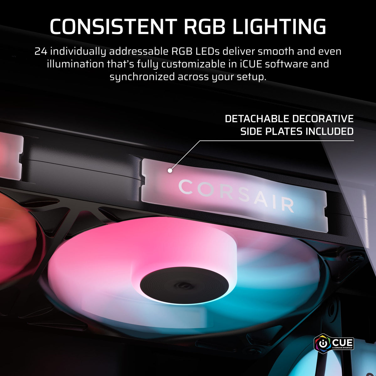 CORSAIR - iCUE LINK RX360 II Unified Frame RGB PWM Fans with iCUE LINK System Hub - Black