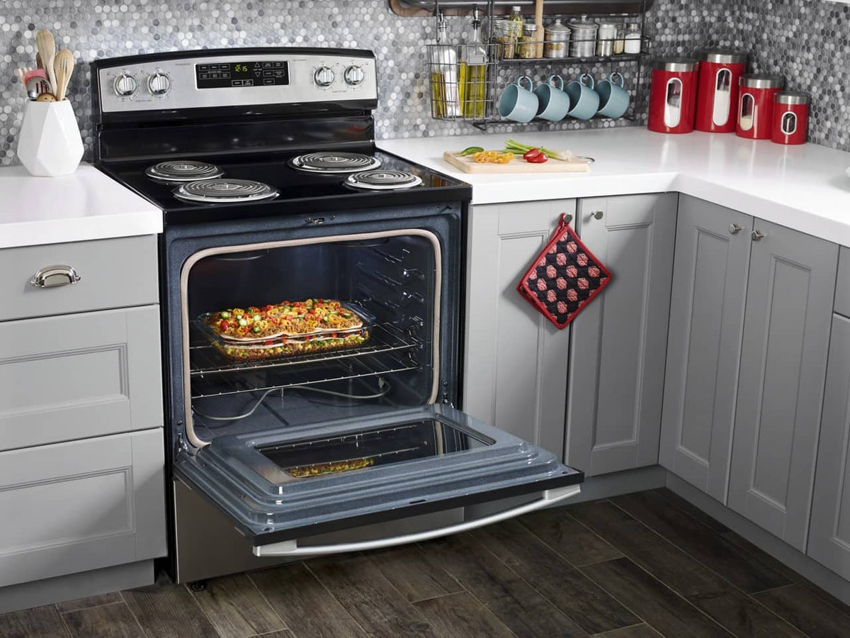 Amana - 30 in. Wide 4 elements 4.8 cu. ft. Self-Cleaning Freestanding Electric Range - Black