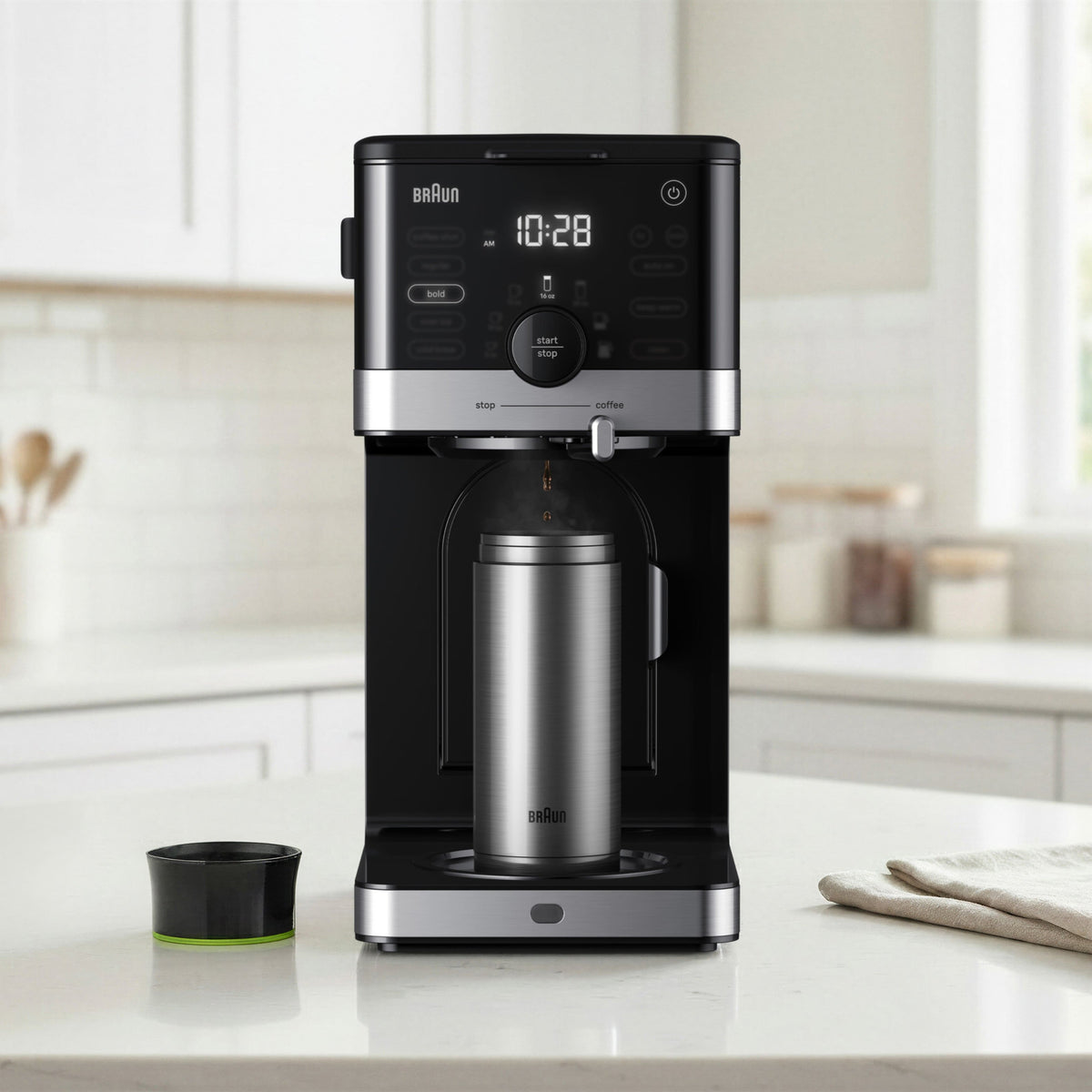 Braun - OptiBrew Pro 10 Cup Drip Coffee Maker with Milk Frother & Cold Brew - Stainless Steel