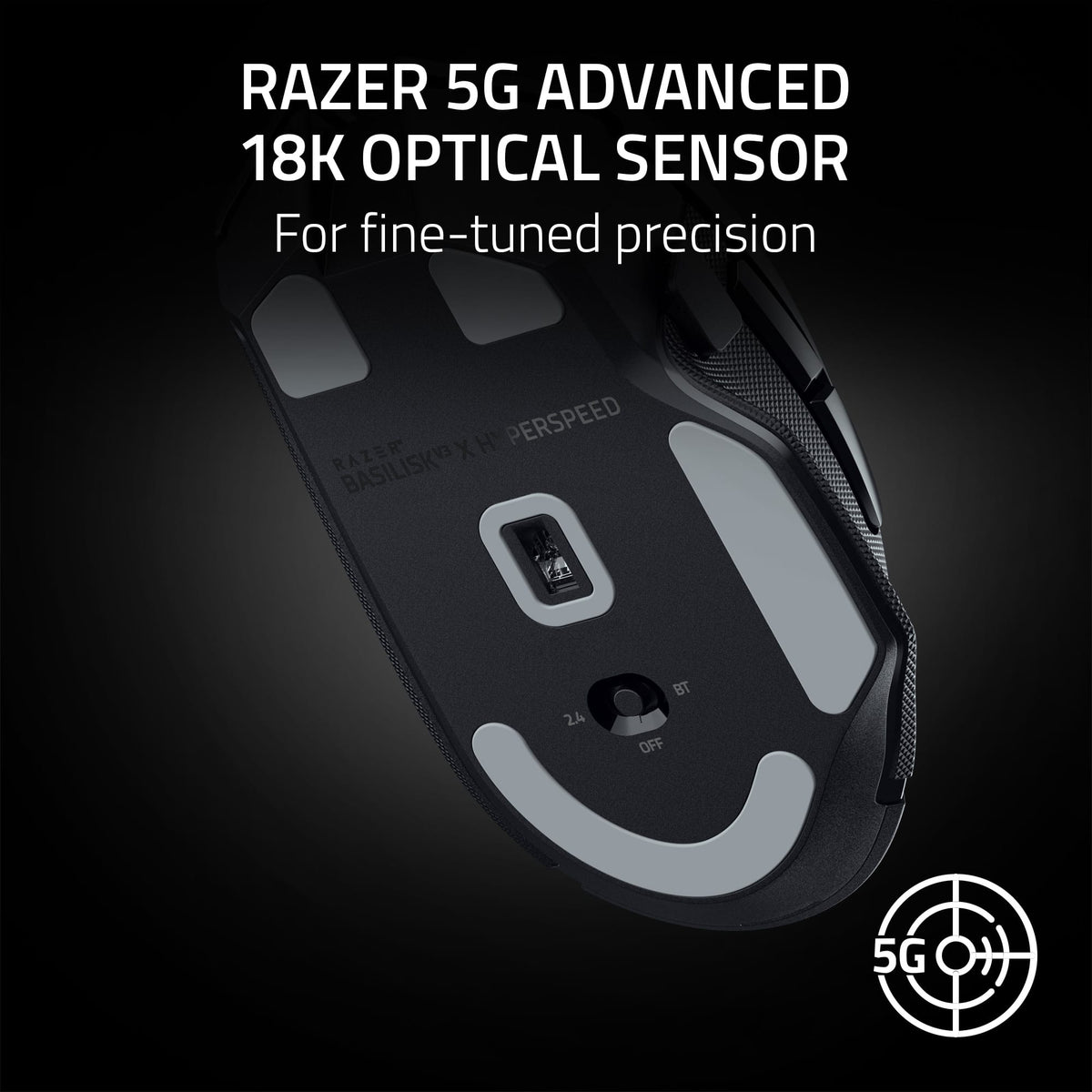 Razer - Basilisk V3 X HyperSpeed Optical Gaming Mouse with 9 Customizable Controls - Wireless - Black