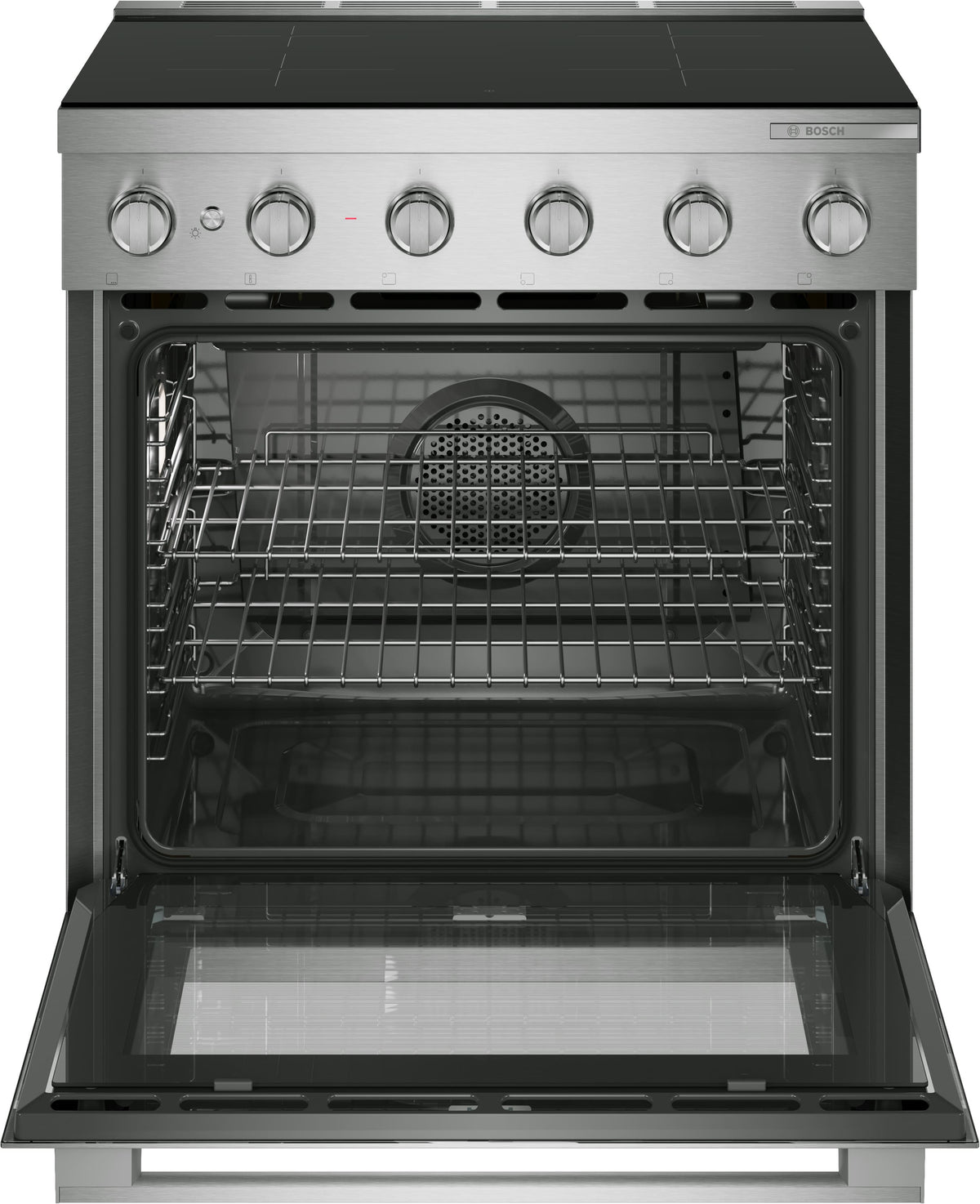Bosch - 500 Series 30 in. Wide 4.7 Cu. Ft. Industrial Style Electric Induction Range with 4 Elements - Stainless Steel