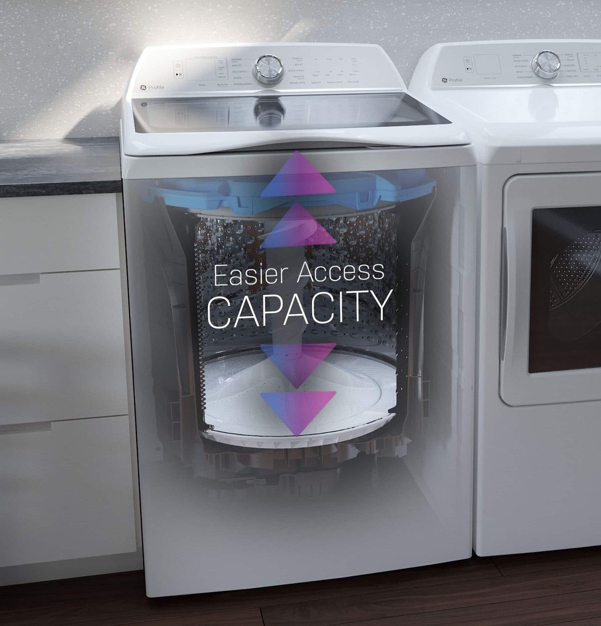 GE Profile - 5.4 Cu. Ft. High-Efficiency Smart Top Load Washer with Adaptive SmartDispense - Sapphire Blue