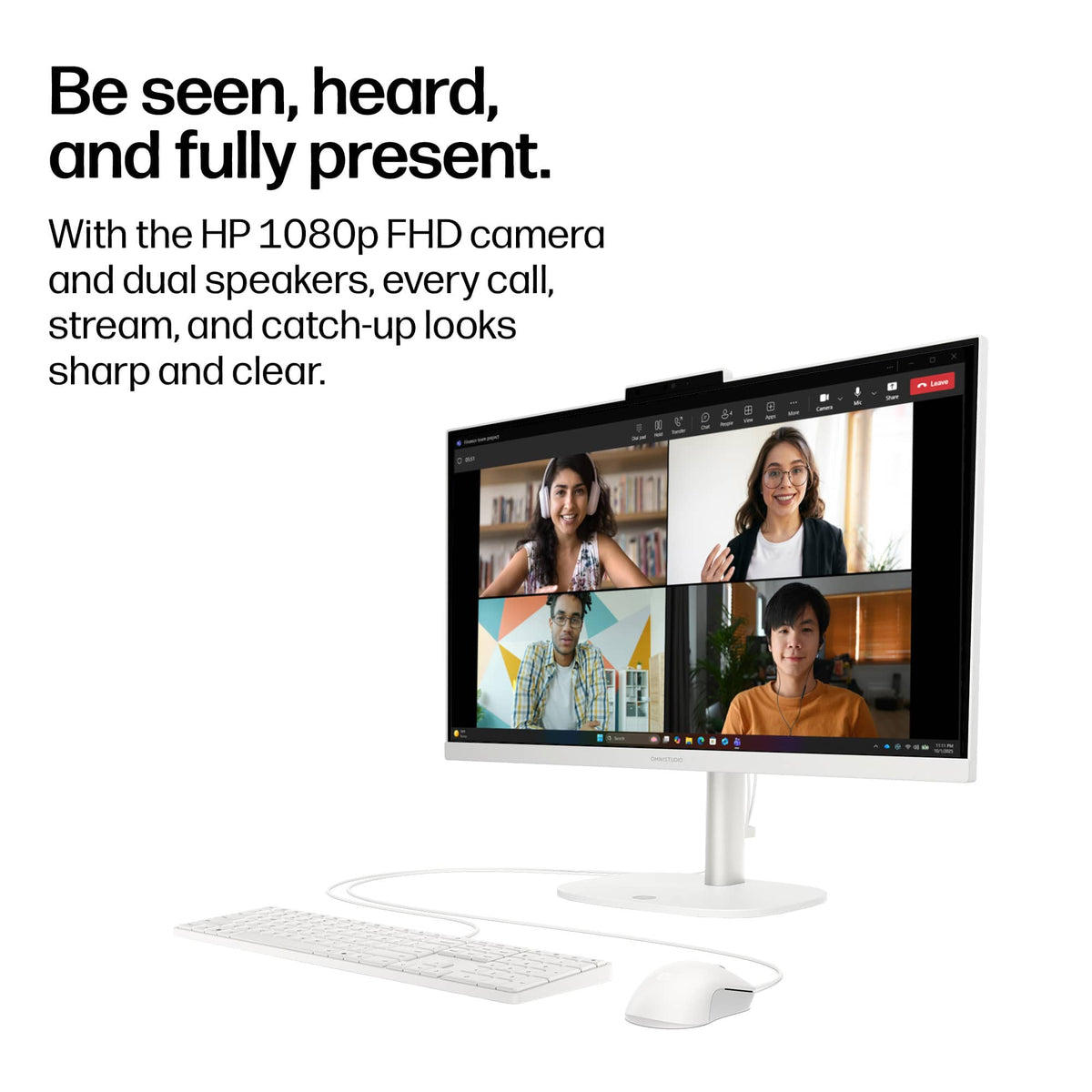 HP - OmniStudio 23.8" Full HD All-in-One - Intel N150 Processor - 8GB Memory - 128GB UFS - Cashmere White