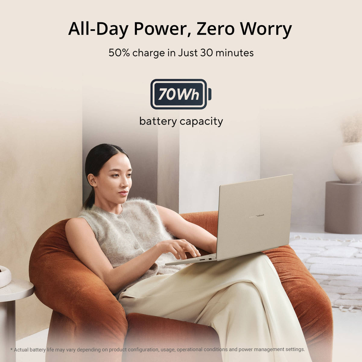 ASUS - Zenbook A16 16" 2K OLED Laptop - Snapdragon X X1 - 32GB RAM - 1TB SSD - Copilot+ PC - Zabriskie Beige