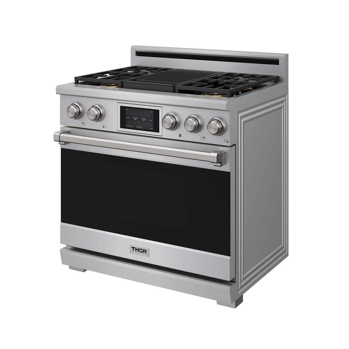 Thor Kitchen - 36 in. Wide 5 Burner 6.0 Cu Ft. Freestanding Dual Fuel Gas Range - Stainless Steel