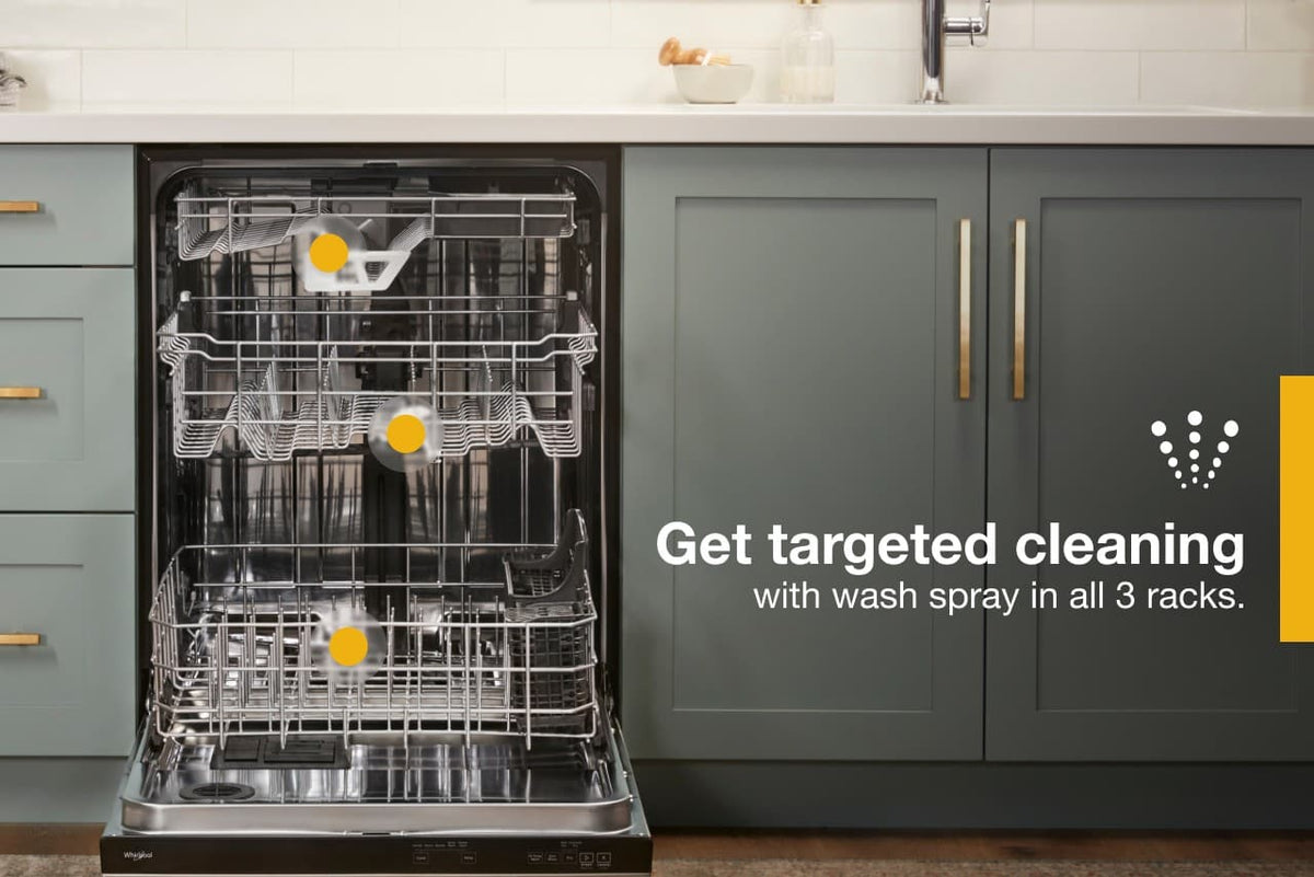 Whirlpool - 24 inch Top Control Built-in Stainless Steel Tub Dishwasher with 3rd Rack, Water Repellent Silverware Basket,  41 dBA - Stainless Steel