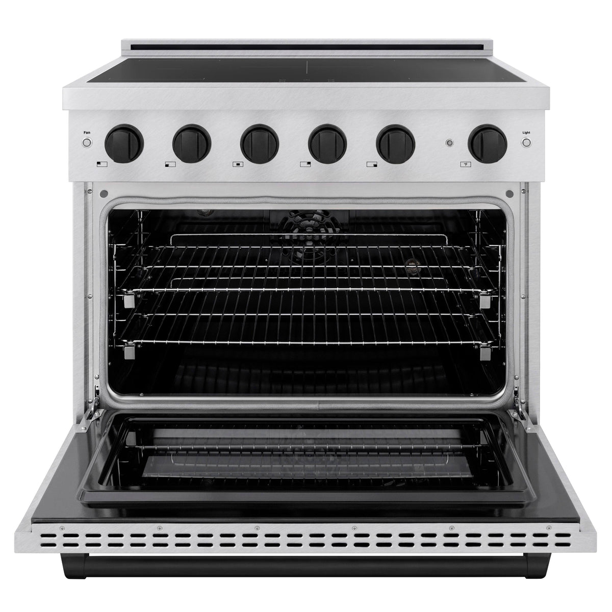 ZLINE - 36 in. Wide 5 Elements Autograph 5.2 cu. ft. Paramount Freestanding Induction Range in Satin Steel with Black Accents - Satin Stainless Steel