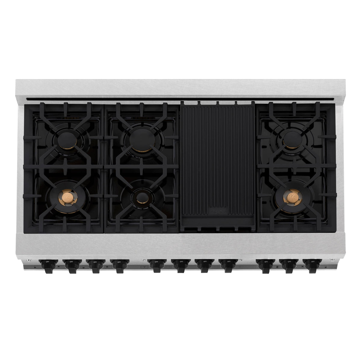 48 in. Wide 8 Burner ZLINE Autograph Legacy Dual Fuel Range in Satin Steel & Black Accents (RASZ-SN-48-MB) - Satin Stainless Steel