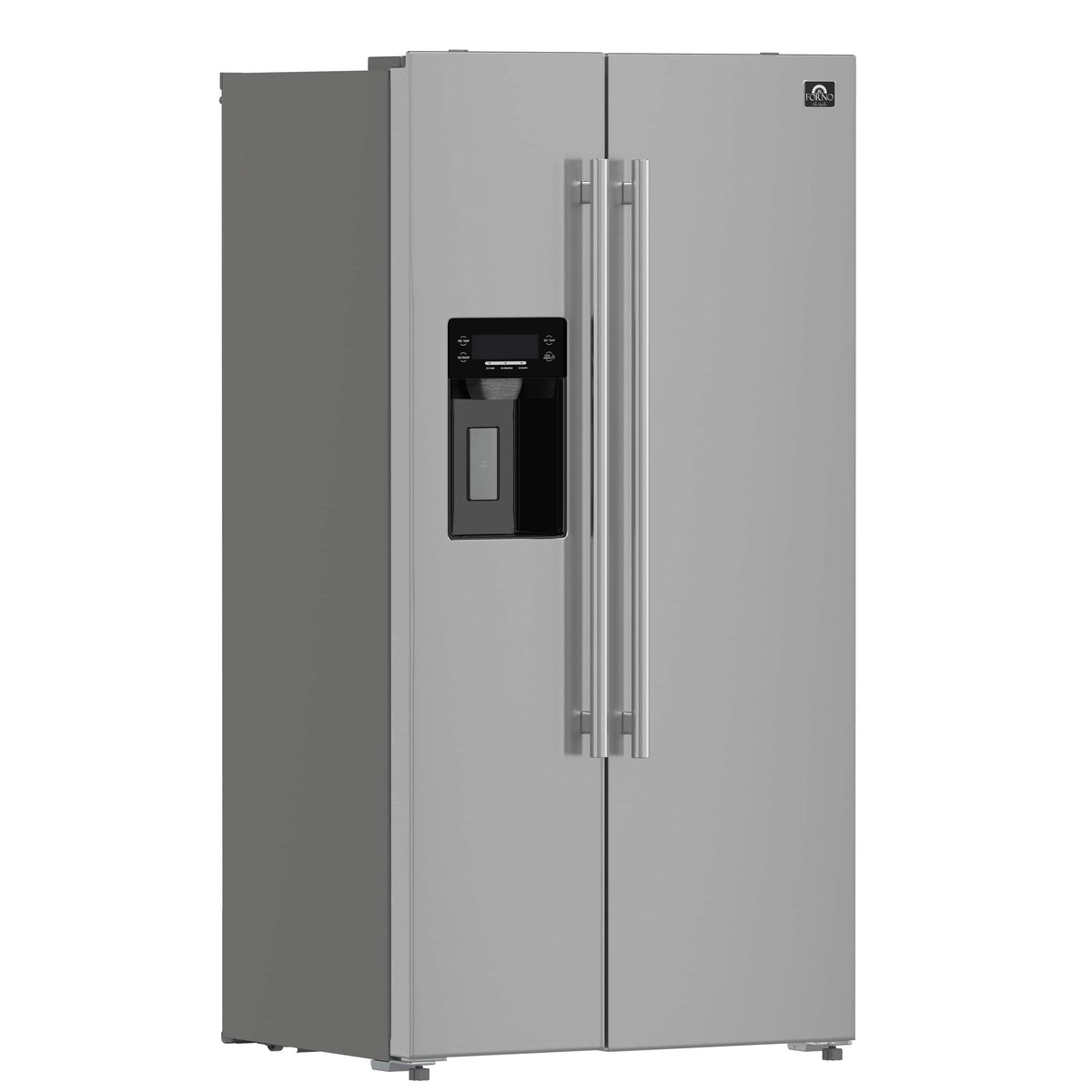 Forno Appliances - 40 in. Wide Salerno 20 Cu. Ft. Side-by-Side Built-In Refrigerator with Water and Ice Dispenser - Stainless Steel