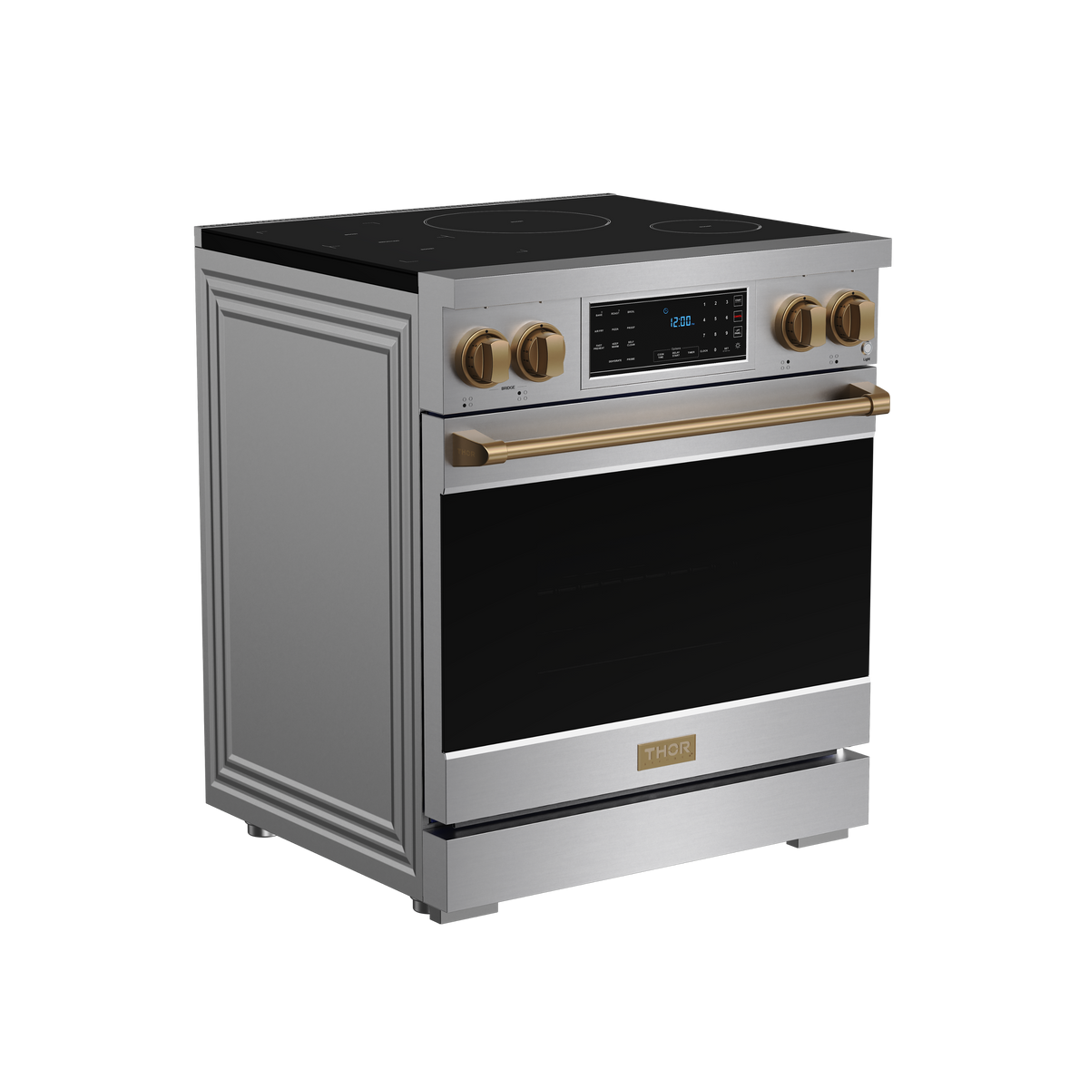 Gordon Ramsay Series by Thor Kitchen 4.8 Cu. Ft Freestanding Induction Range with Bronze Hardware - Stainless Steel