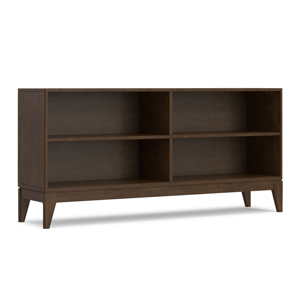 Harper - 4 Shelf Low Bookcase - Walnut Brown