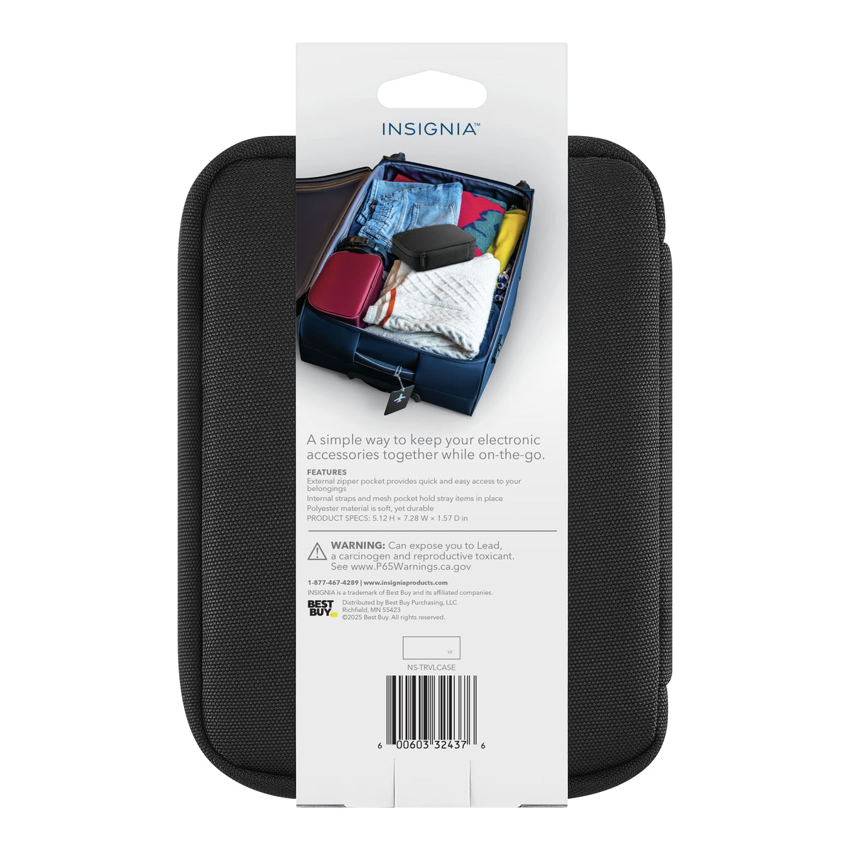Insignia™ - Travel Case for Electronic Accessories - Black