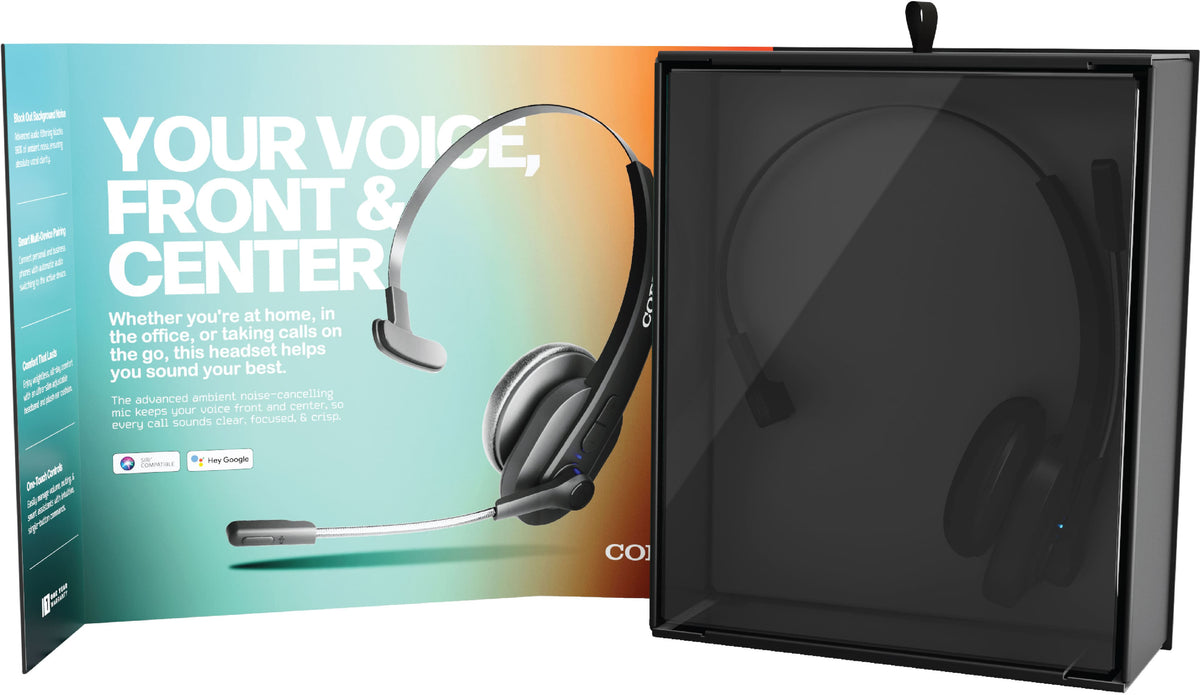 Coby - Wireless USB-C Noise Canceling On-Ear Bluetooth Headset with mic - Black